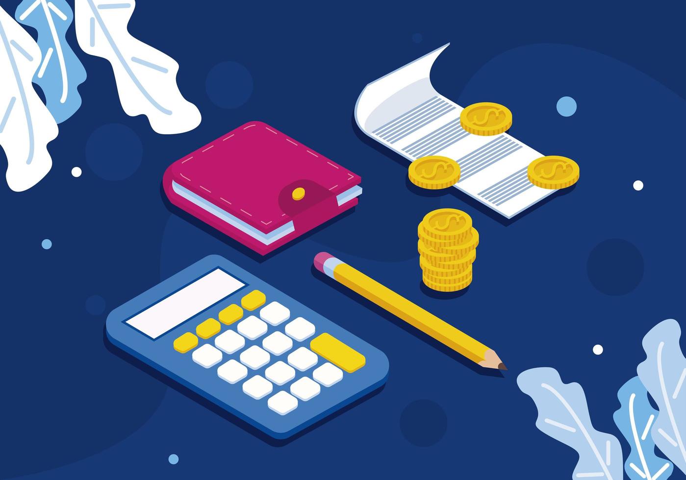 calculator and finances icons vector