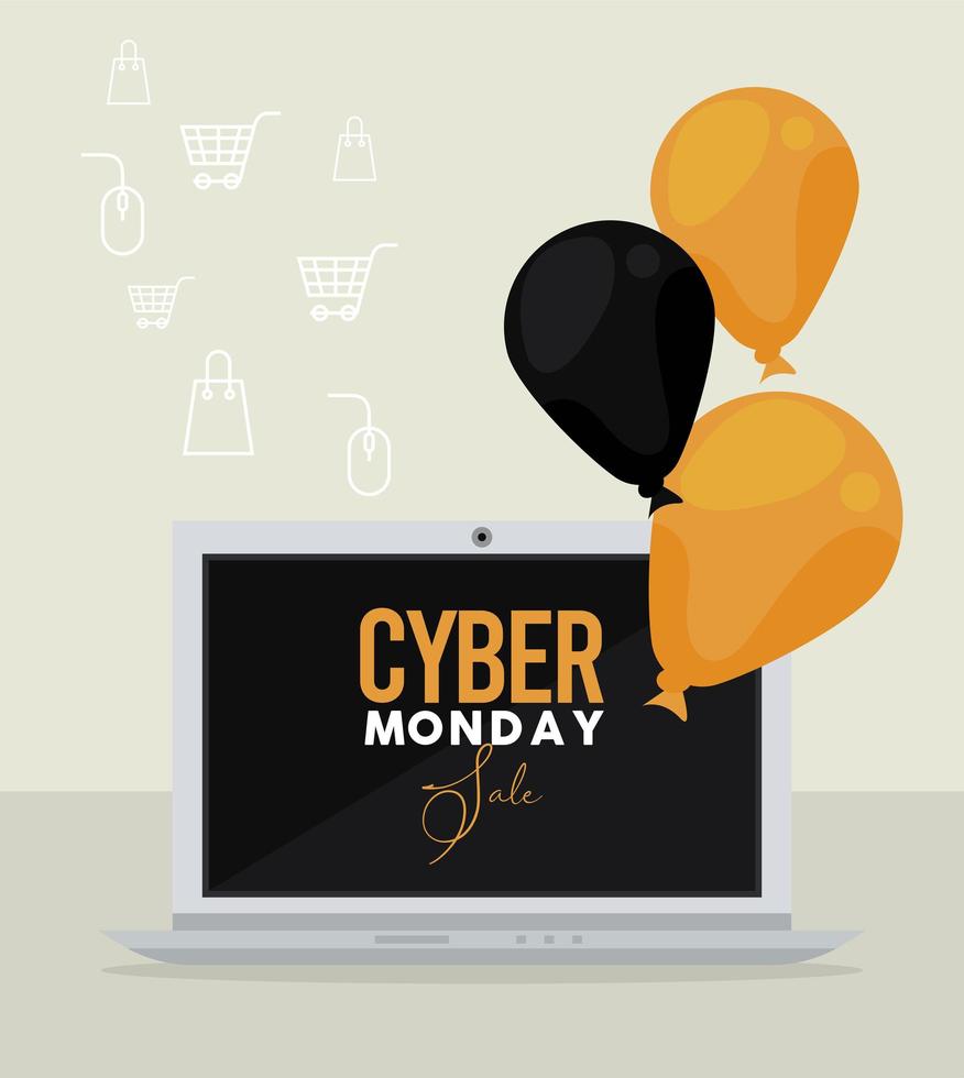 cyber monday in laptop vector