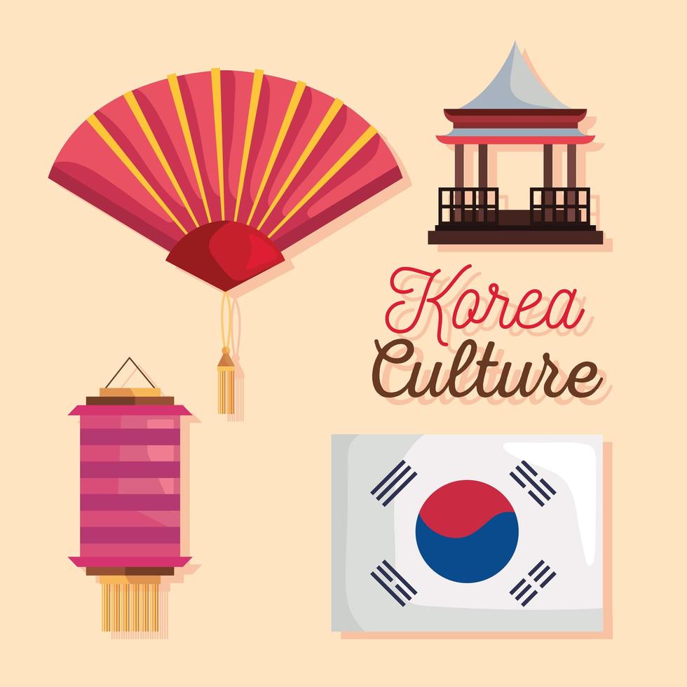 cuatro iconos de la cultura de corea vector