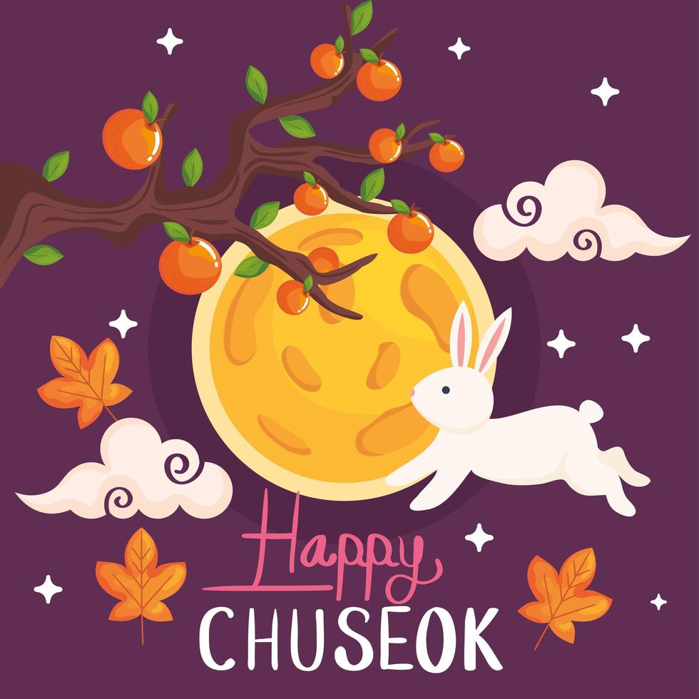 Happy chuseok card with rabbit vector