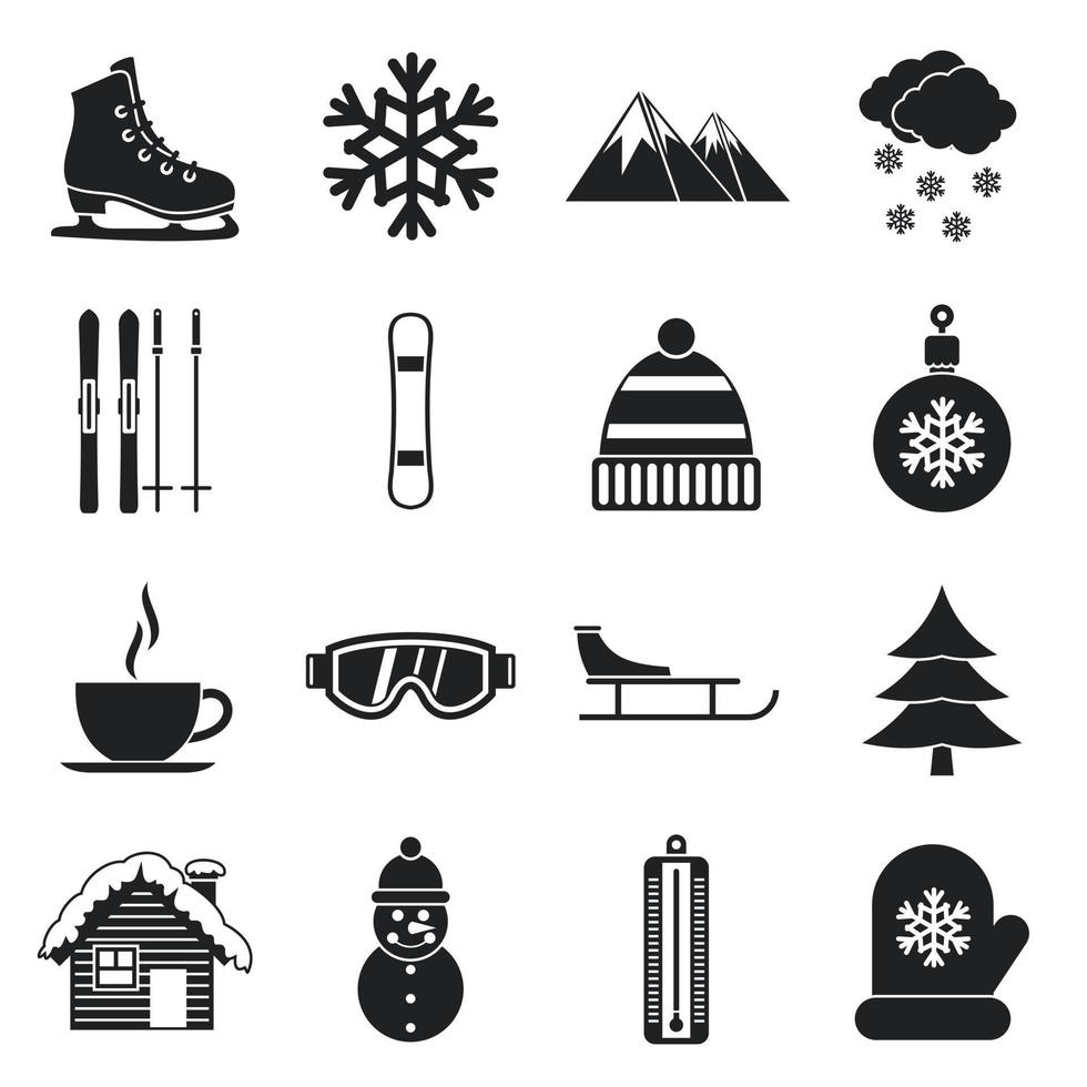 Winter icons set, simple style vector