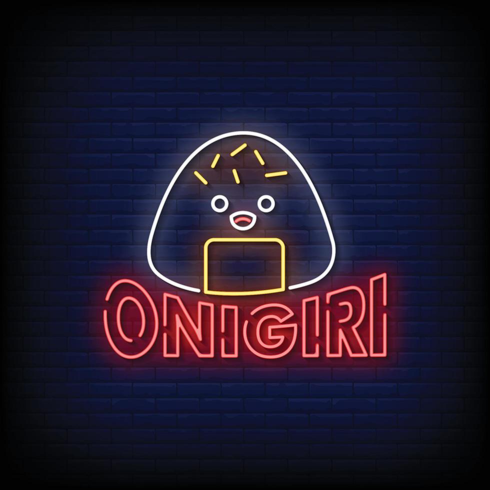 Onigiri Neon Signs Style Text Vector