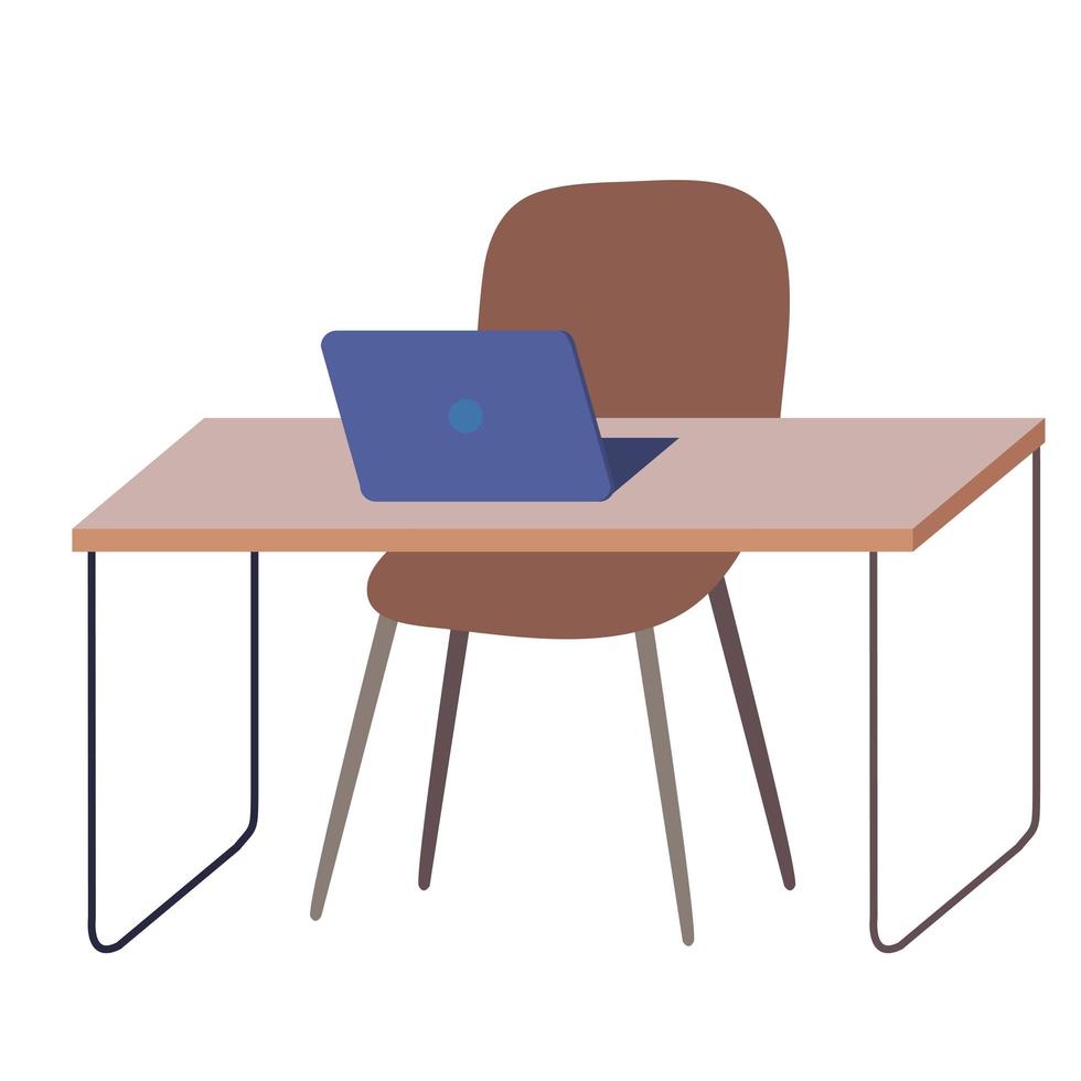 table with laptop vector