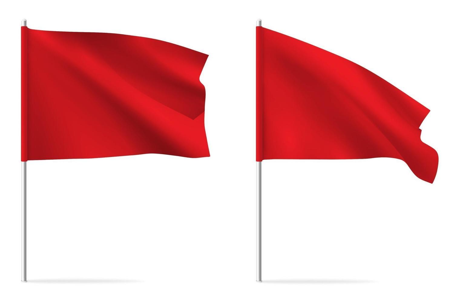 Red clean horizontal waving template flag. vector
