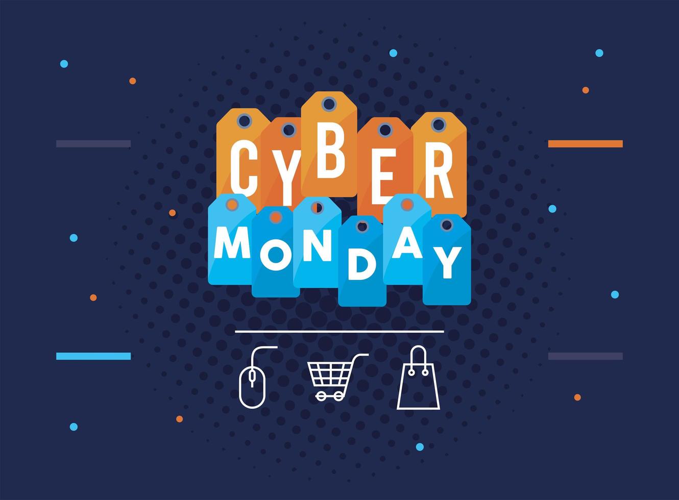 Etiquetas de Cyber Monday vector