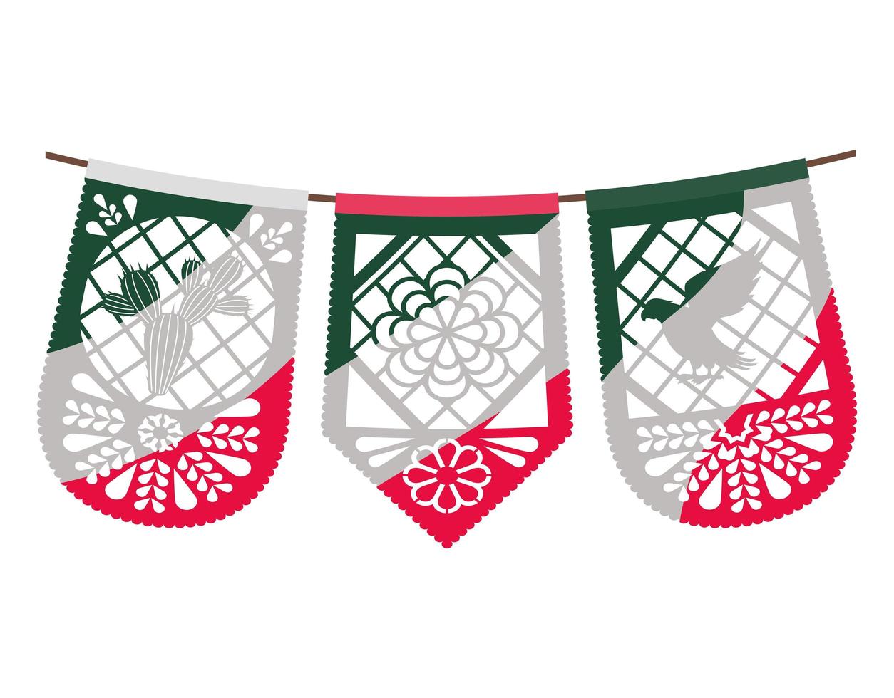 three hanging garland vector