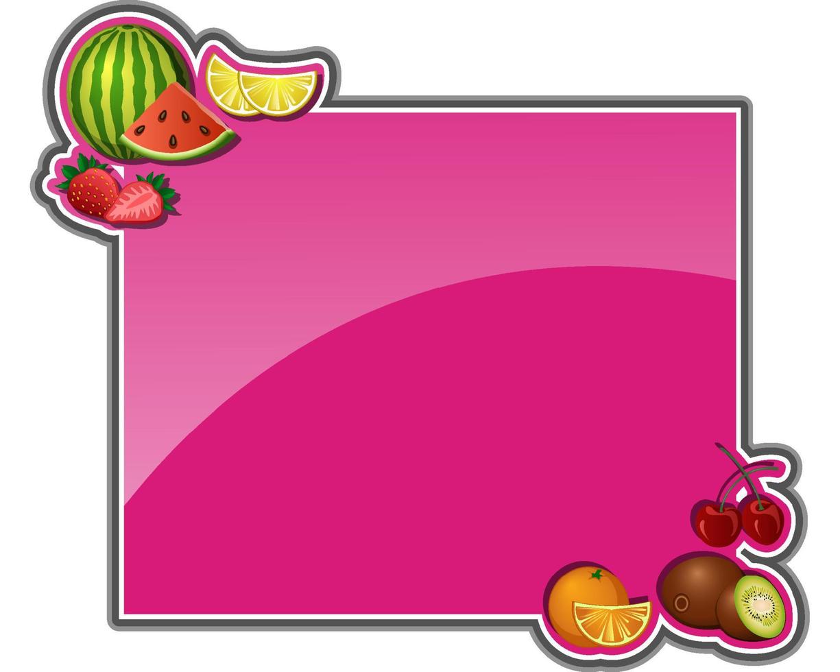 marco rosa brillante decorado con varias frutas vector