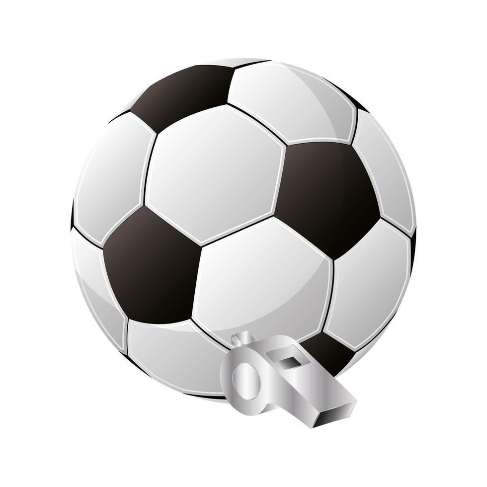 soccer sport balloon football with referee whistle vector