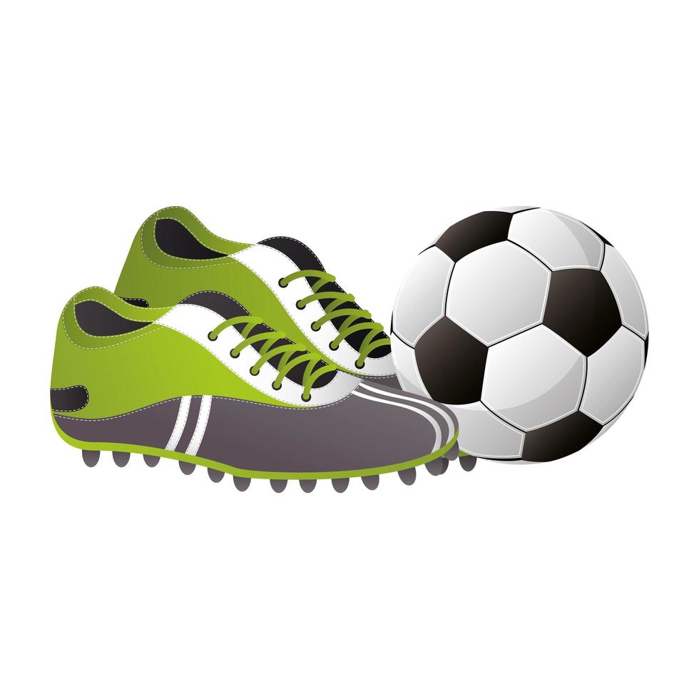 soccer sport balloon football with shoes equipment vector