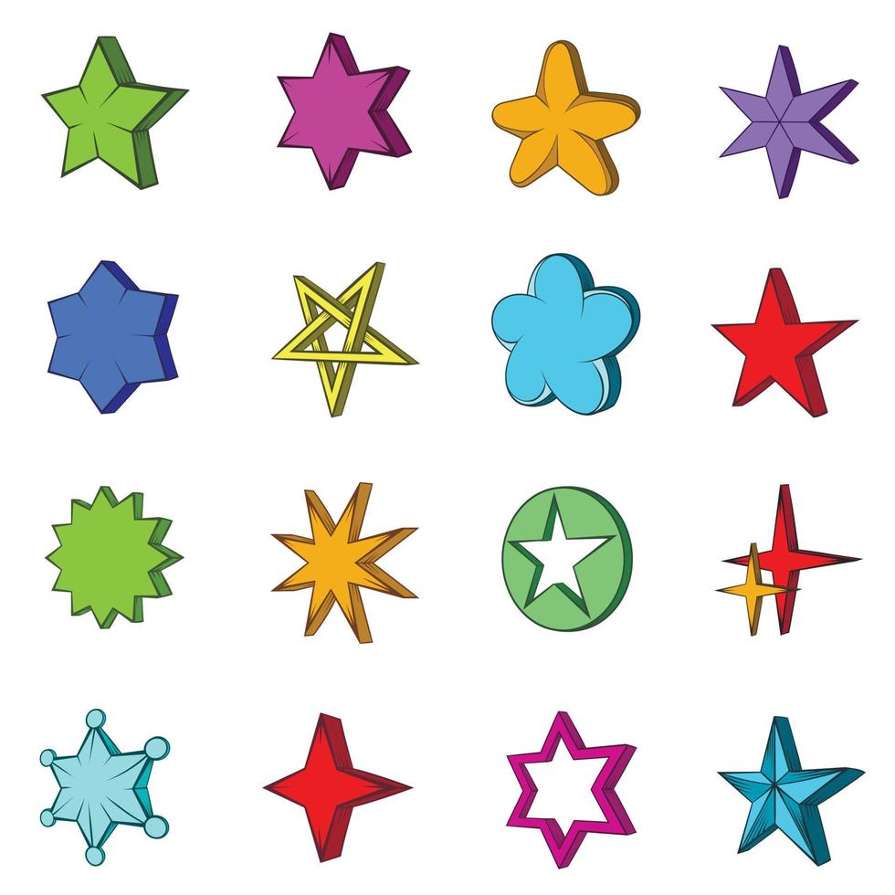 Star icons set, pop-art style vector