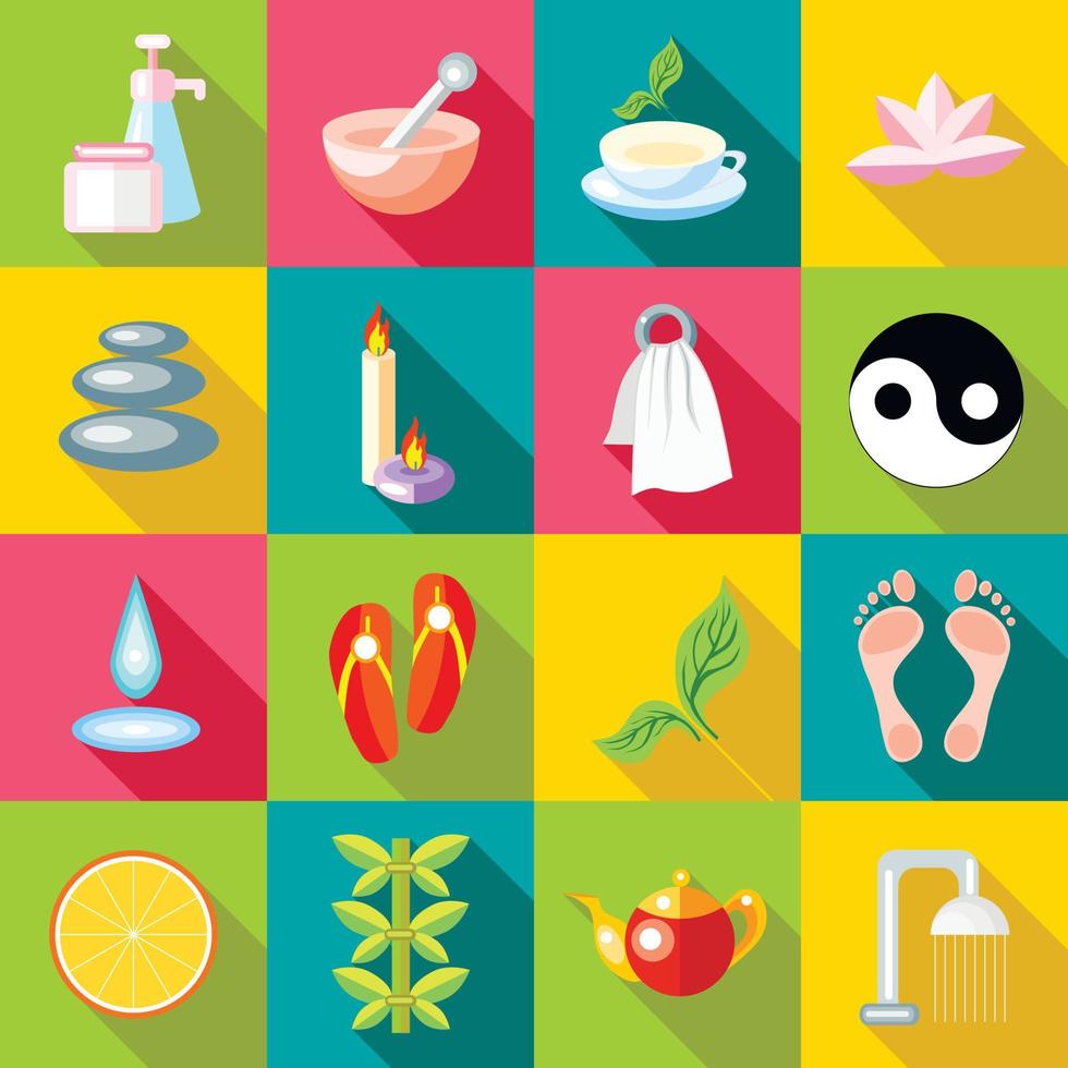 Spa icons set, flat style vector