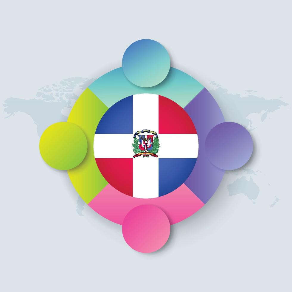 Dominican Republic Flag with Infographic Design isolated on World map vector