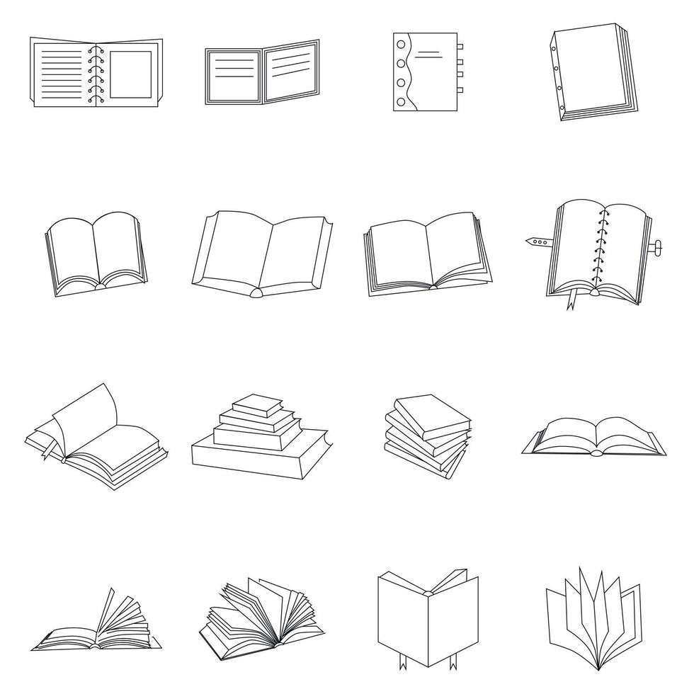 Book thin icons set vector
