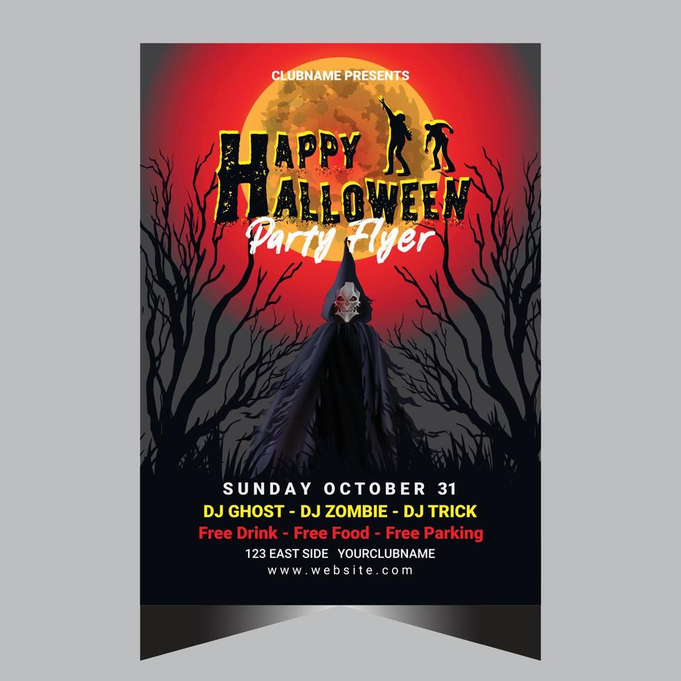 Halloween Party Flyer Template For Happy Halloween Holiday vector