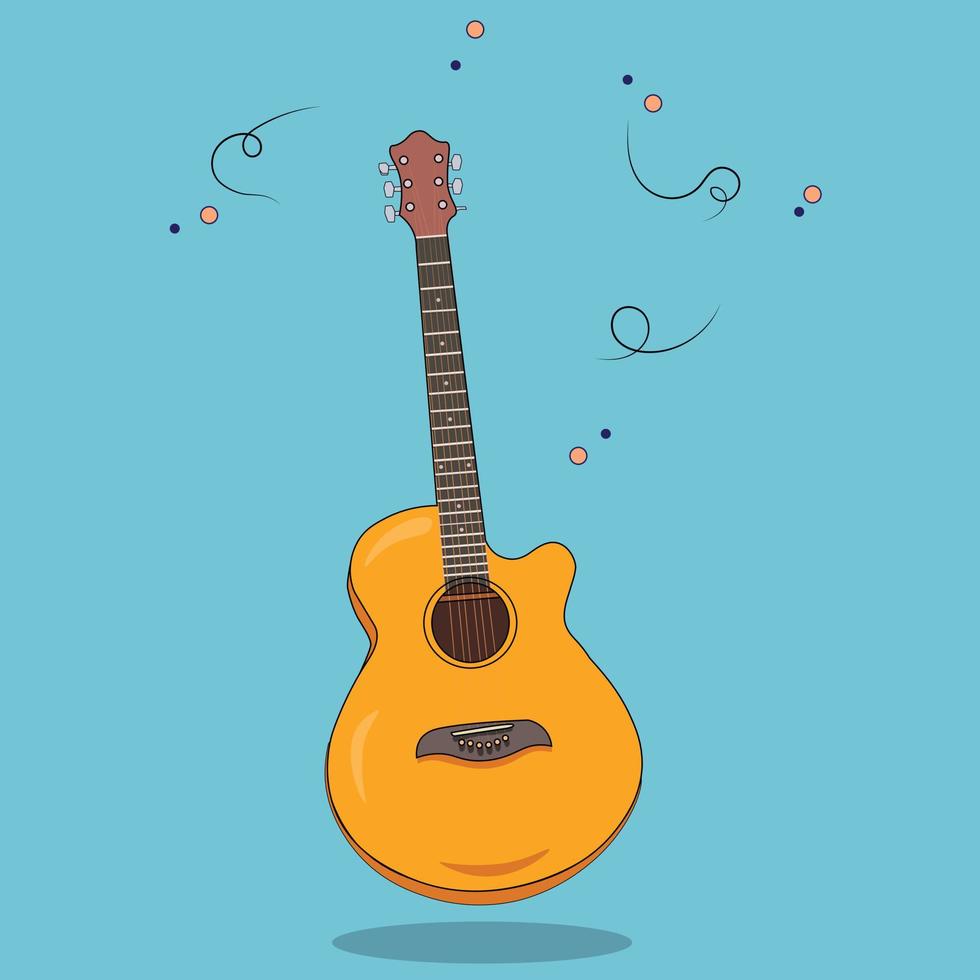 Guitar set. Acoustic guitar. String musical instruments. vector