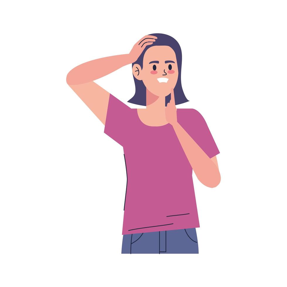 stressed girl cartoon vector