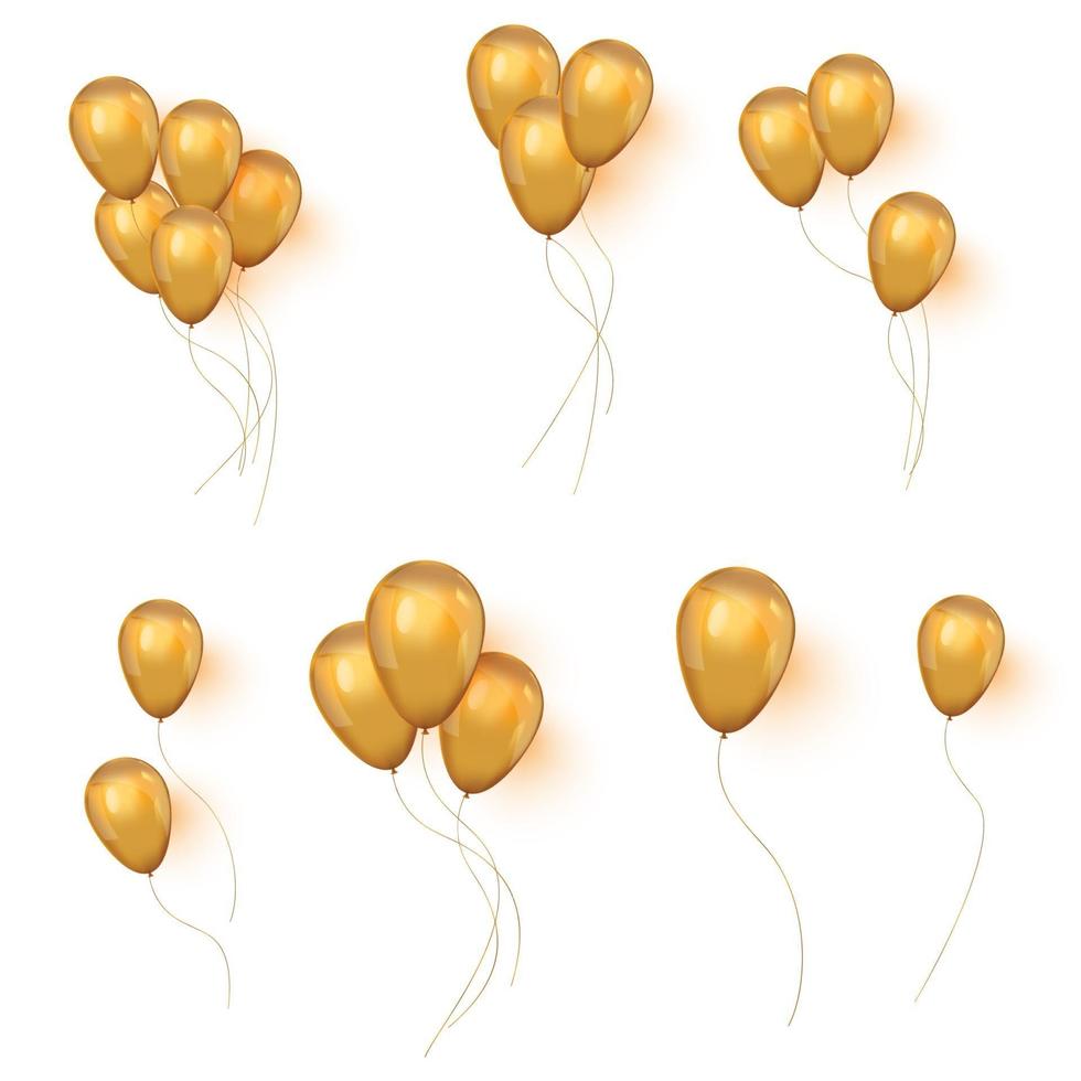 conjunto de globos dorados brillantes para su diseño vector
