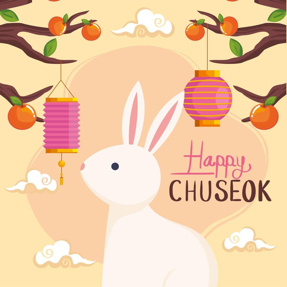 rabbit at happy chuseok vector