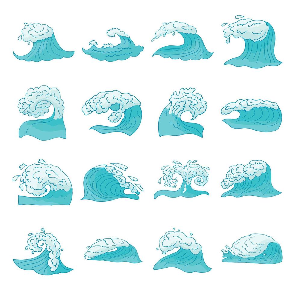 Water wave set vector