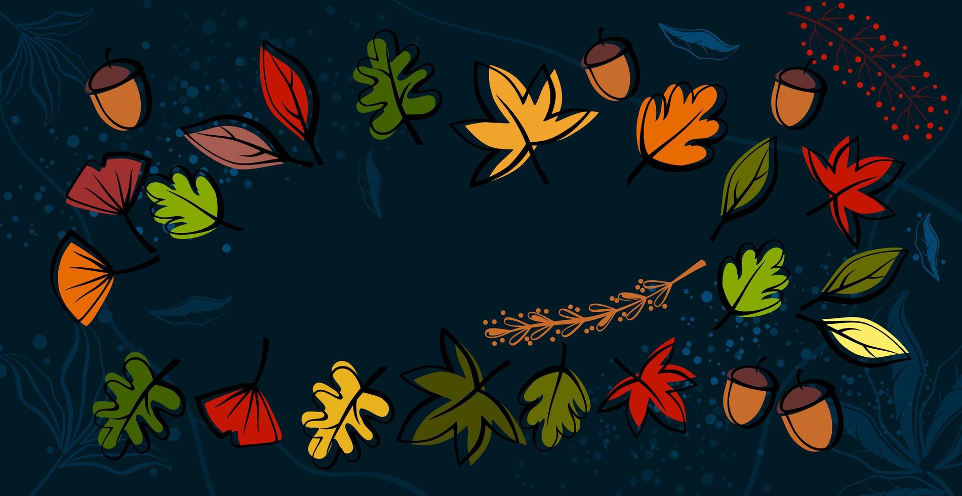 Colorful banner with autumn fallen leaves. Abstract autumn background for social networks. Web template for event invitation, discount coupon, advertising and promotional events - Vector