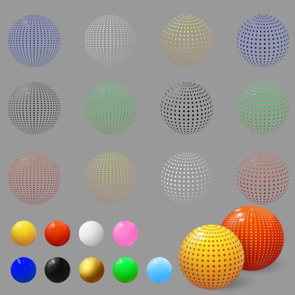 Realistic 3d spheres. Set of bubbles. Textured ball vector
