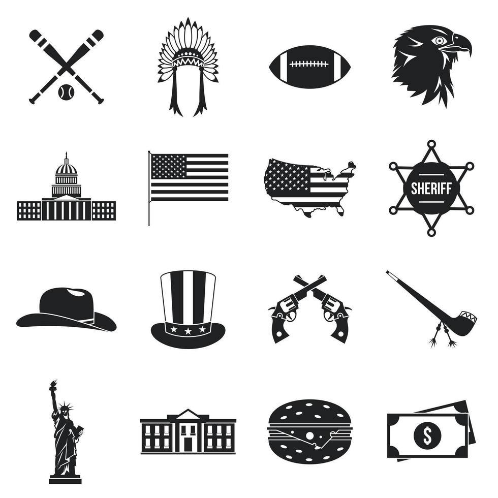 USA icons set, simple style vector