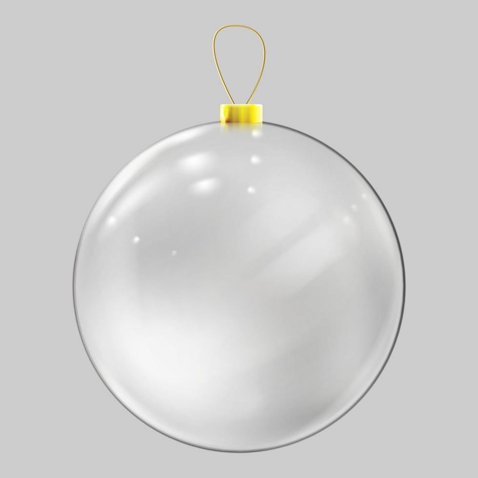 bola de navidad de cristal realista. decoración de bolas de navidad transparente. vector