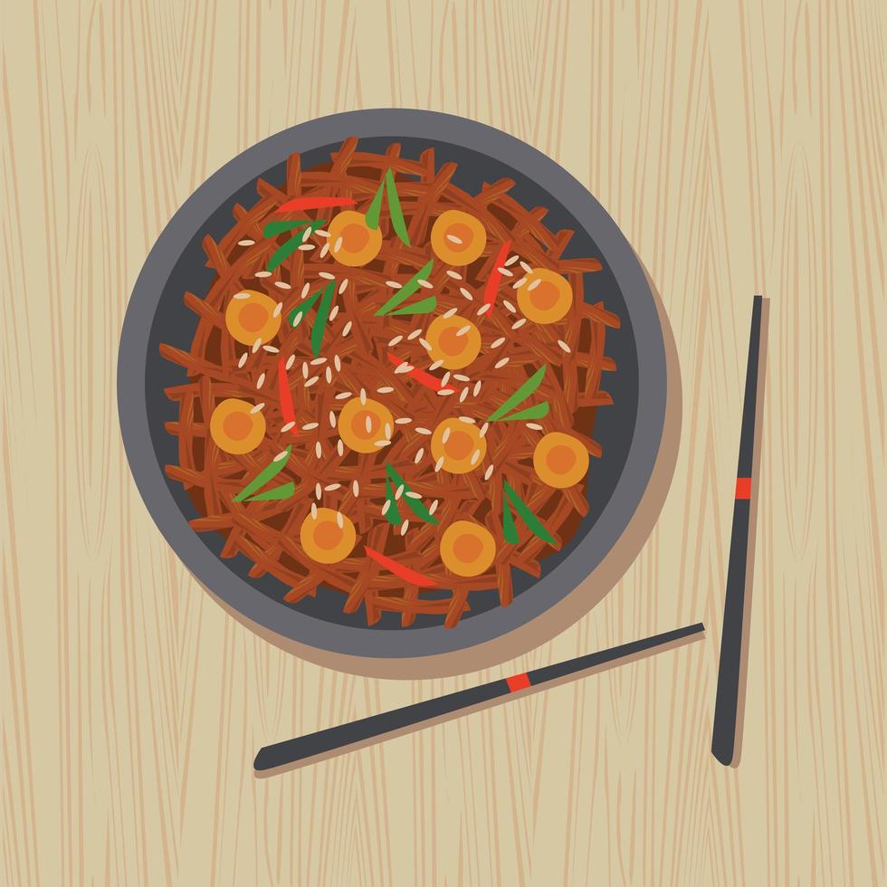 kimchi delicious with chopstick vector