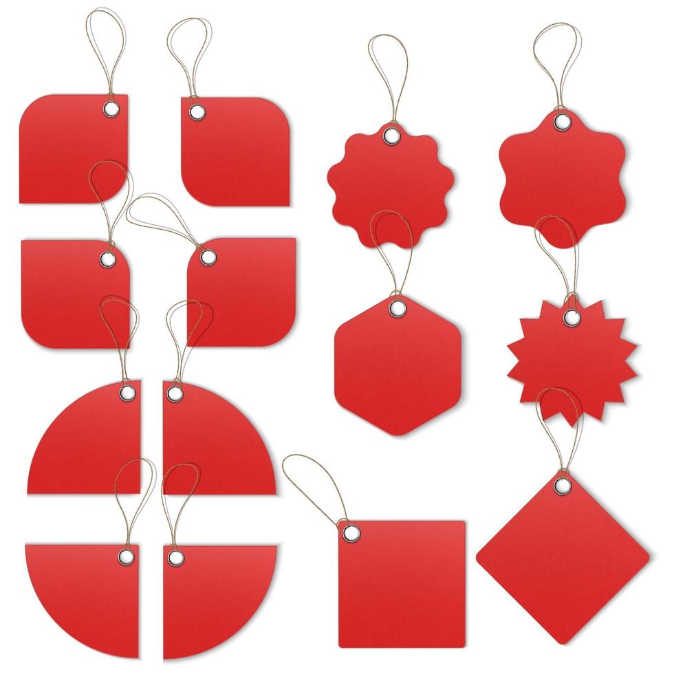 Realistic textured sell tags with ropes. Vector. vector