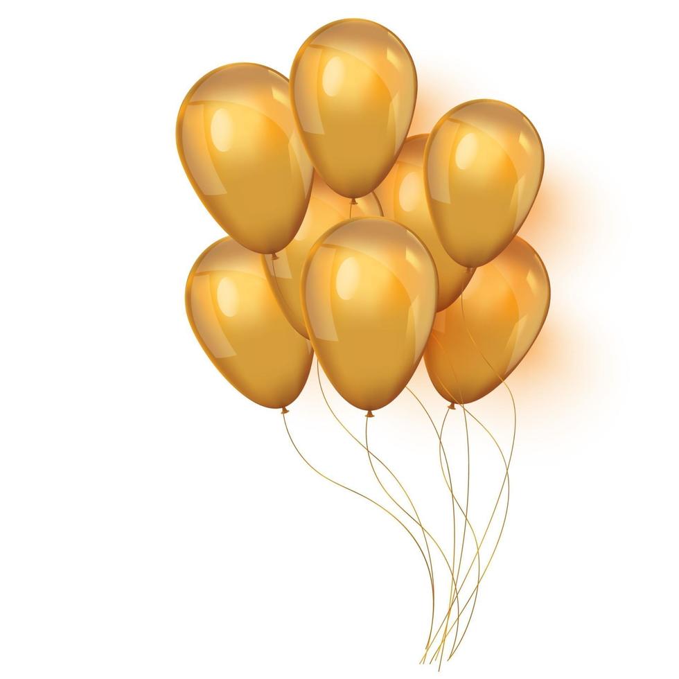 Set of shiny golden balloons for your design vector