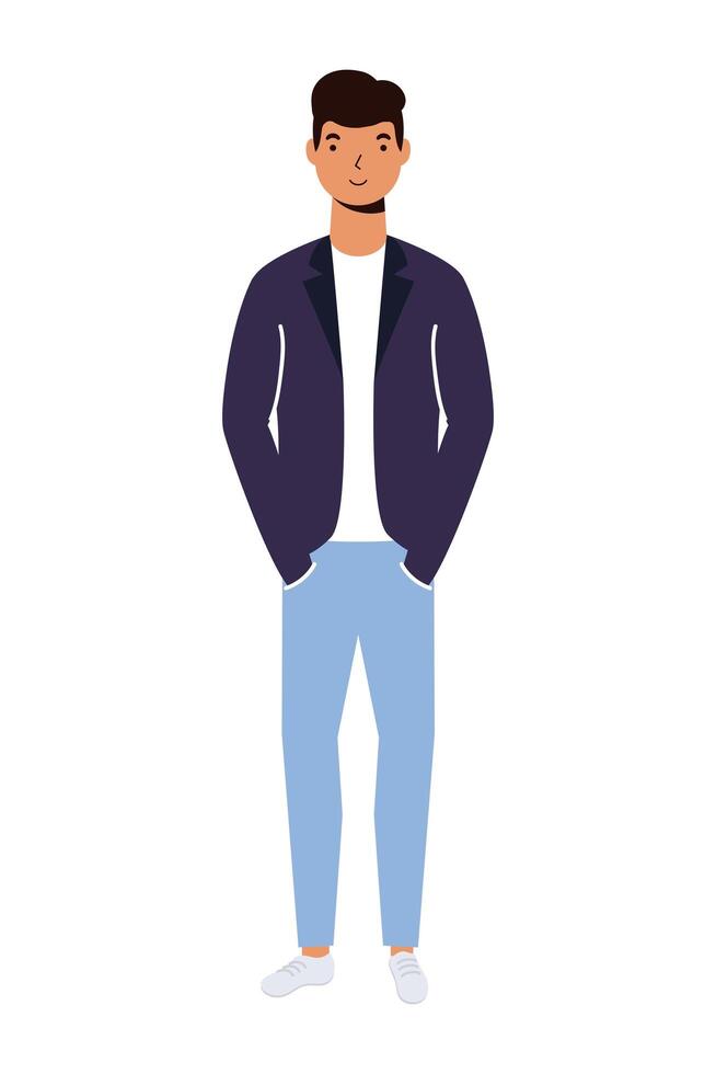 young man casual avatar character vector