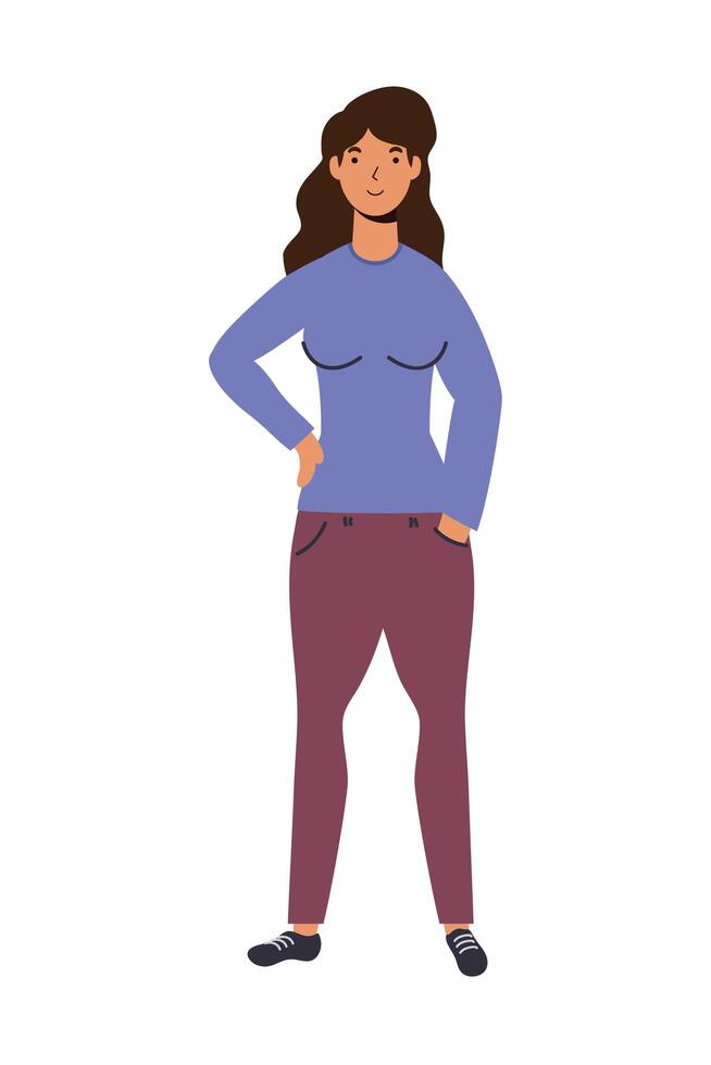 young woman casual avatar character vector