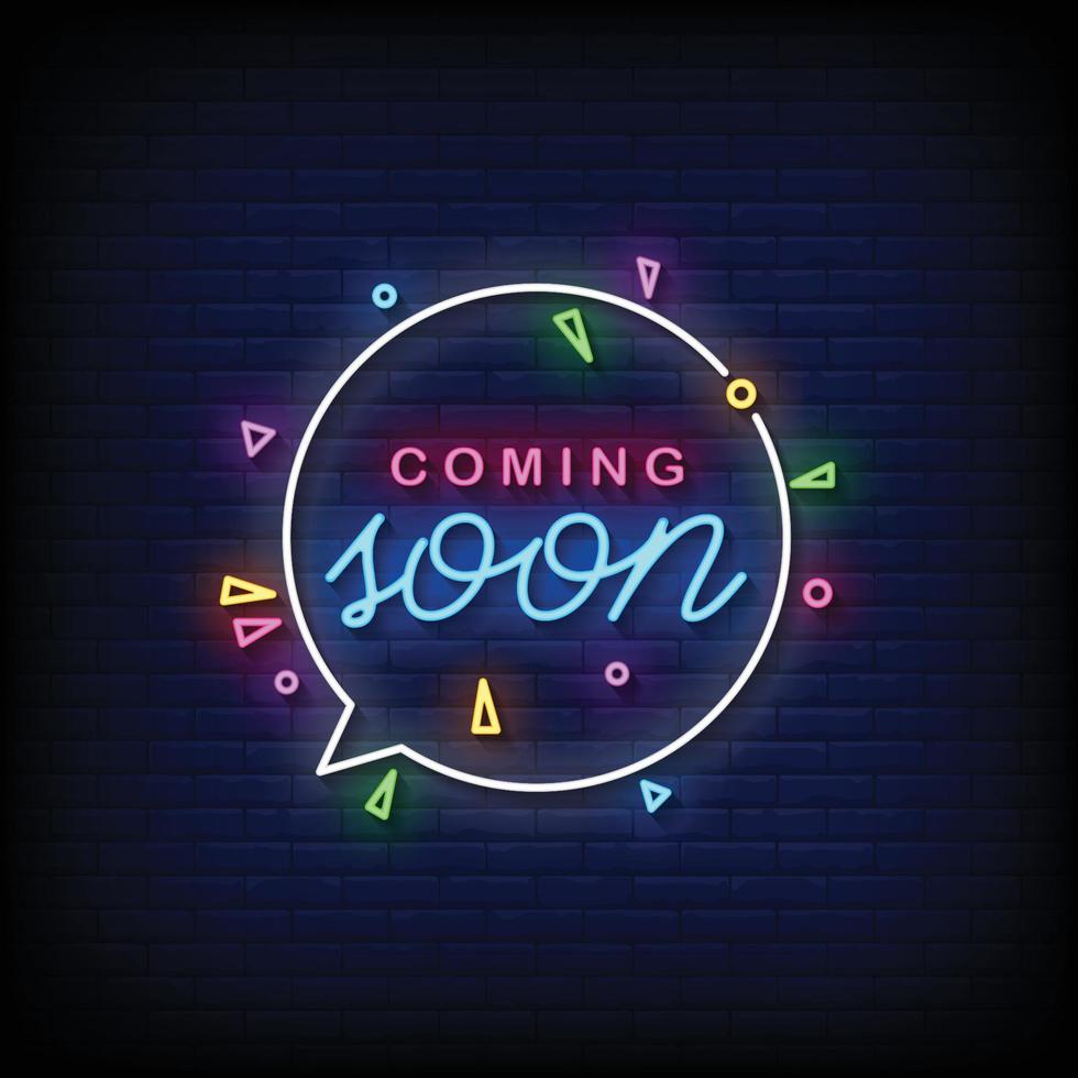 Coming Soon Neon Signs Style Text Vector