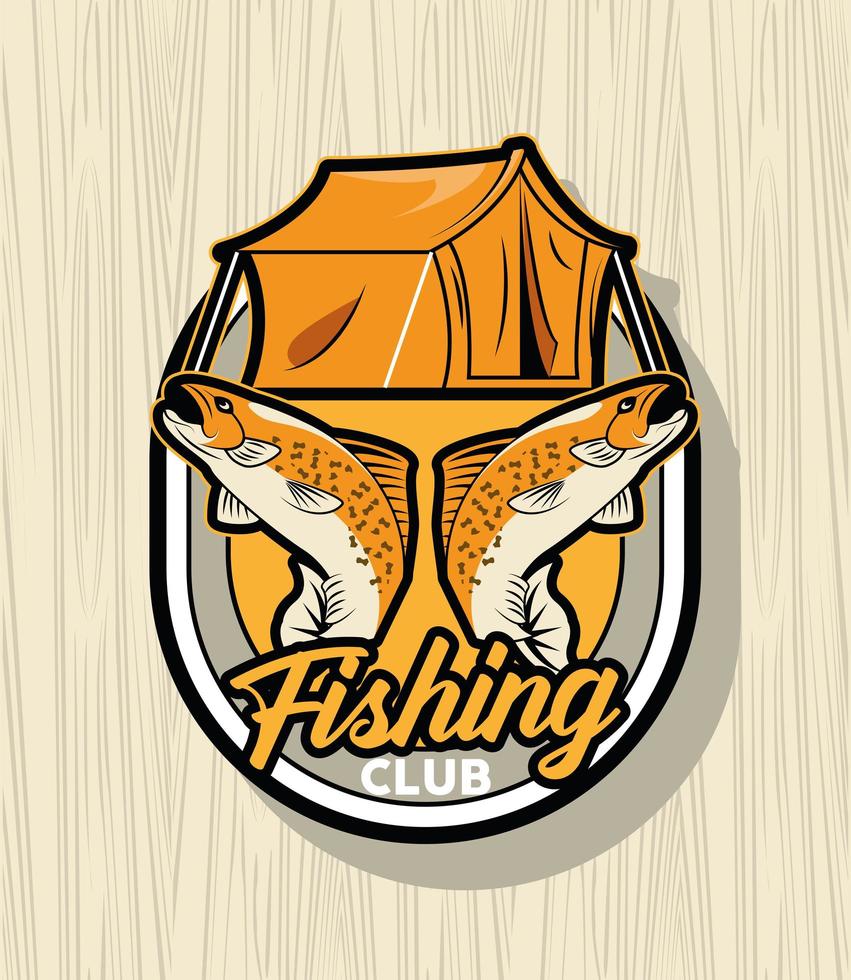 fishing patch retro style vector