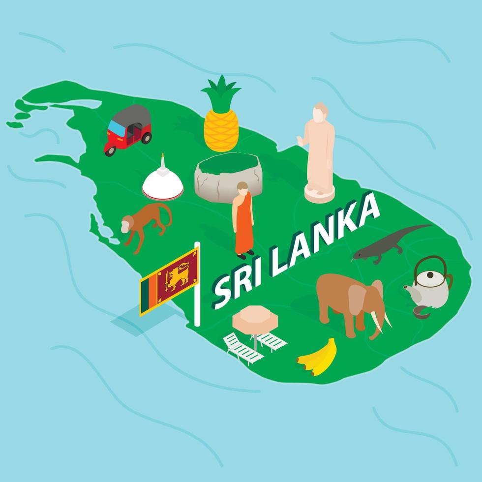 Sri Lanka map concept, isometric 3d style vector