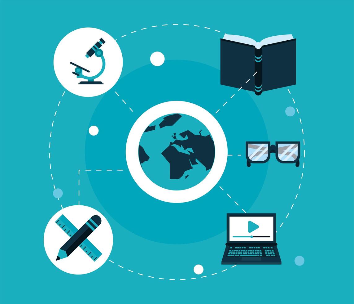 six education concept icons vector