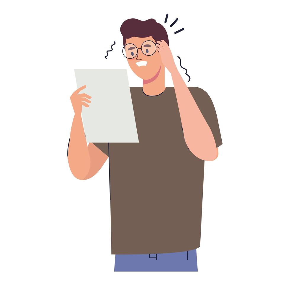 stressed man with paper vector