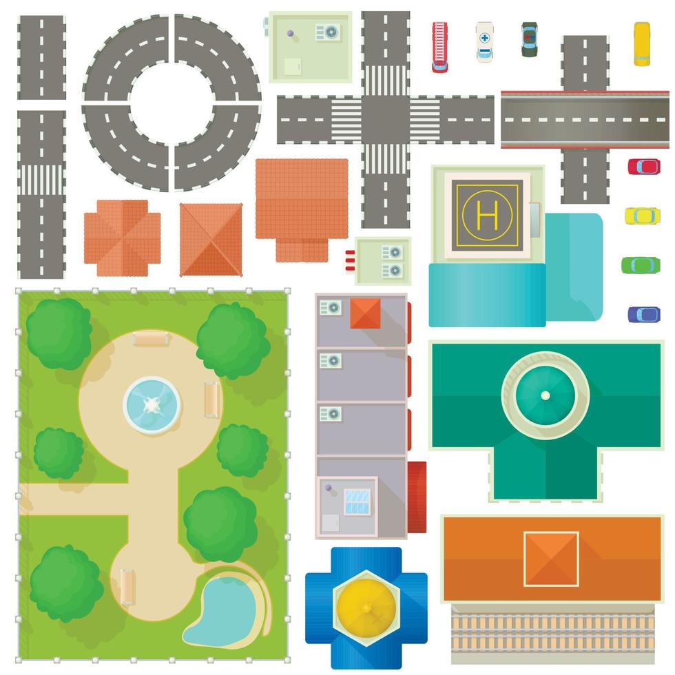 conjunto de constructor de mapa de la ciudad vector