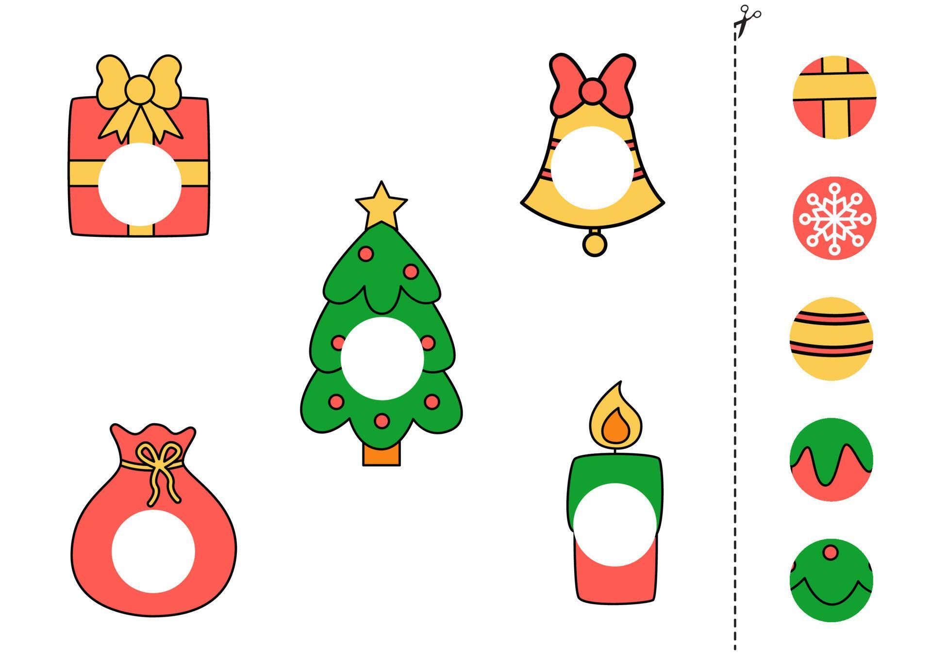 Cut and glue parts of Christmas elements. 4221467 Vector Art at Vecteezy