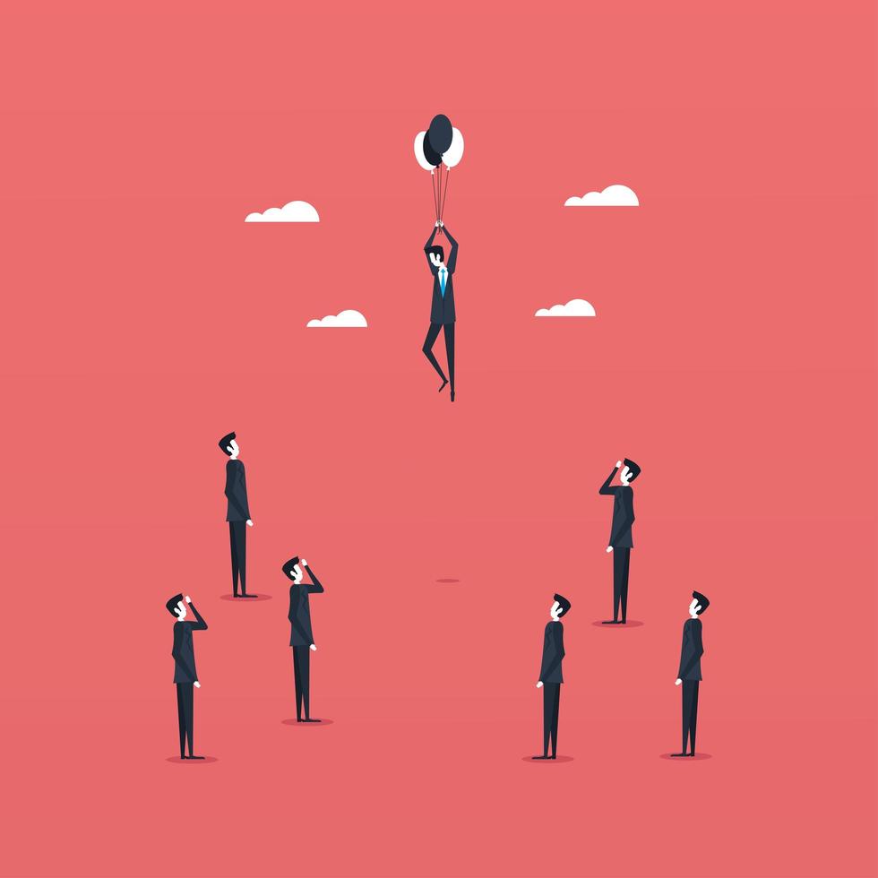 businessmen standing and floating vector