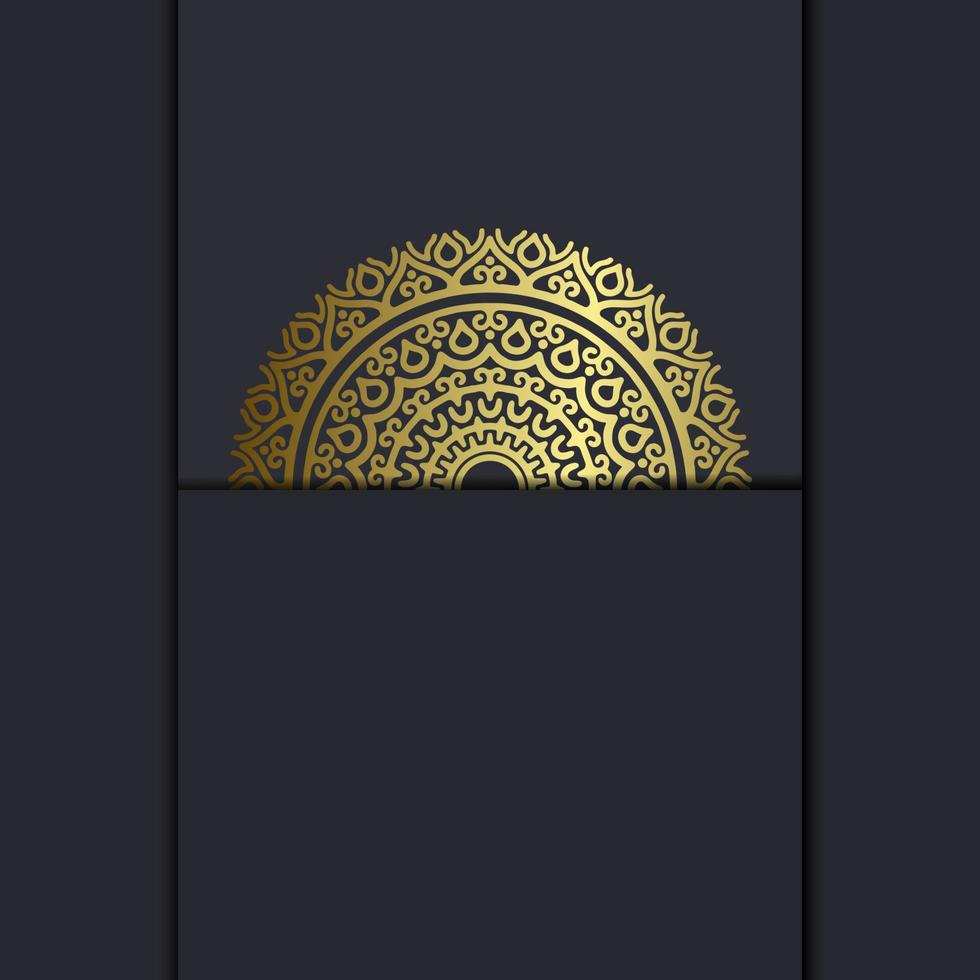 Luxury gold mandala ornate background for wedding invitation, book cover with mandala element style vector