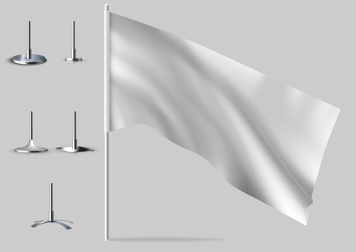 White realistic flags. Mockups of white flag. vector