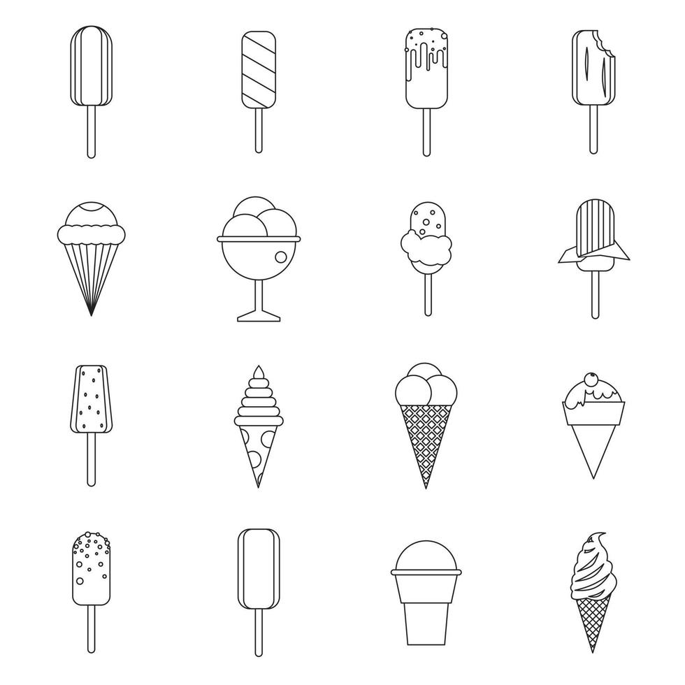 Ice cream icons set vector