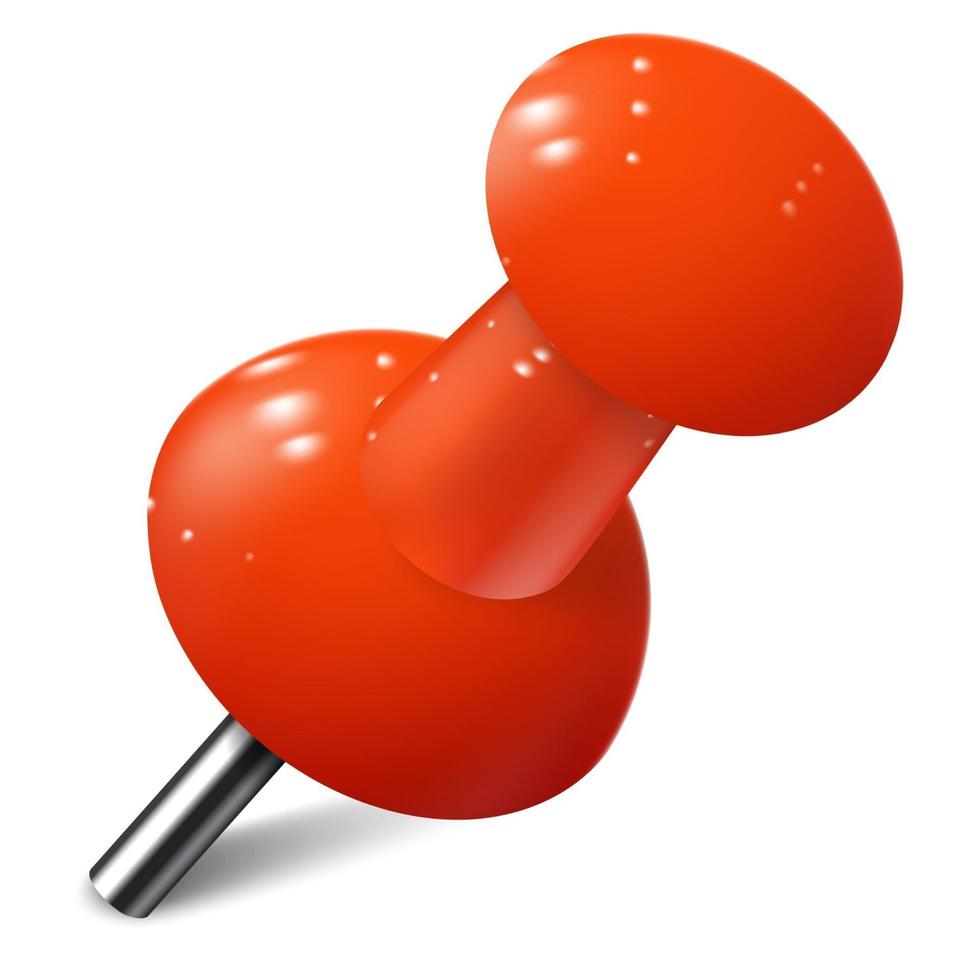 Realistic push pin in red color. Thumbtack vector