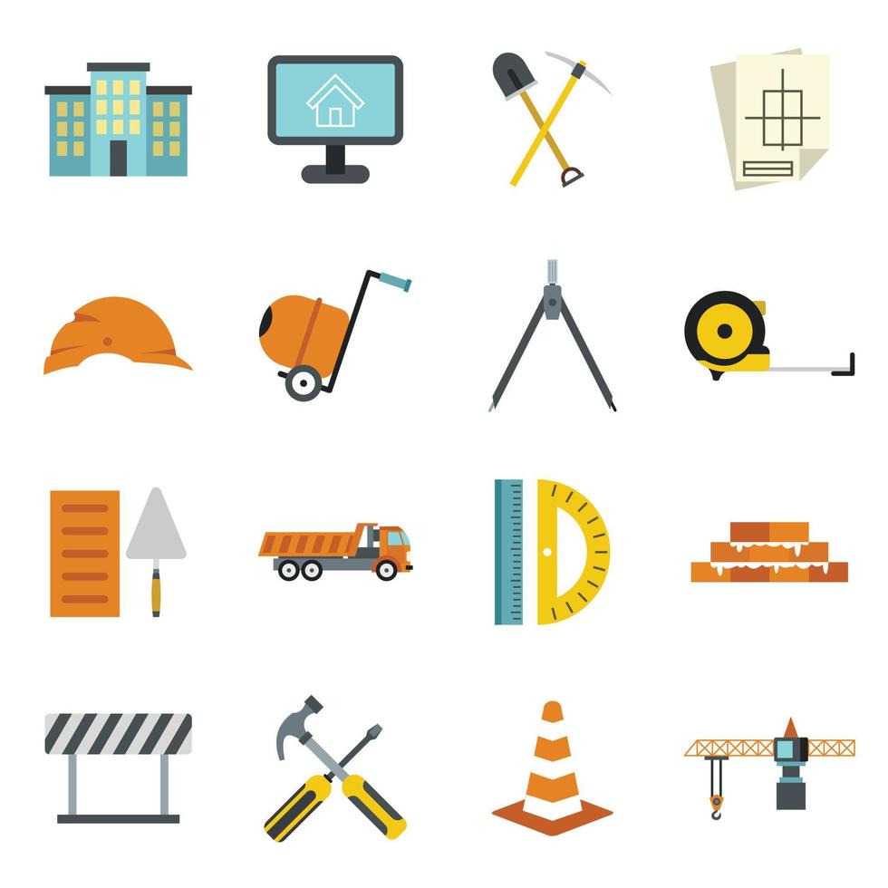 conjunto de iconos de construcción, estilo plano vector