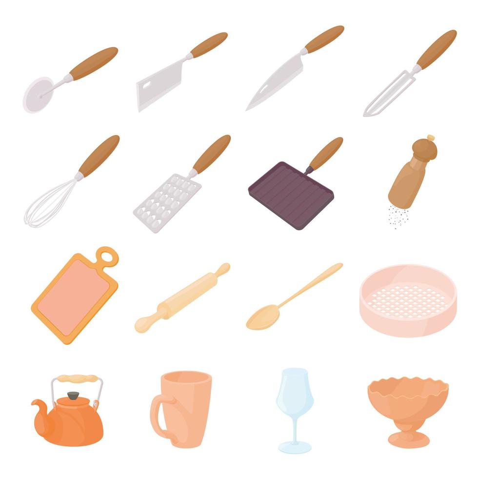 conjunto de iconos de utensilios de cocina vector