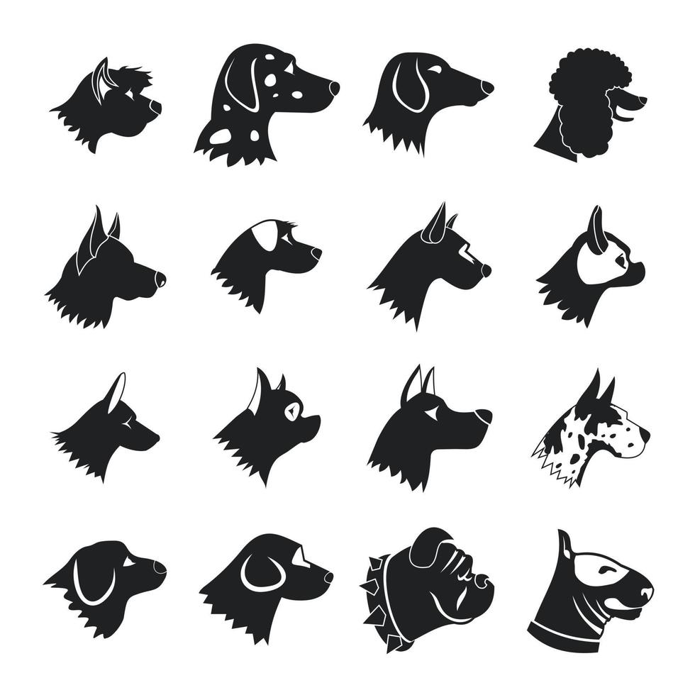 conjunto de iconos de perro, estilo simple vector