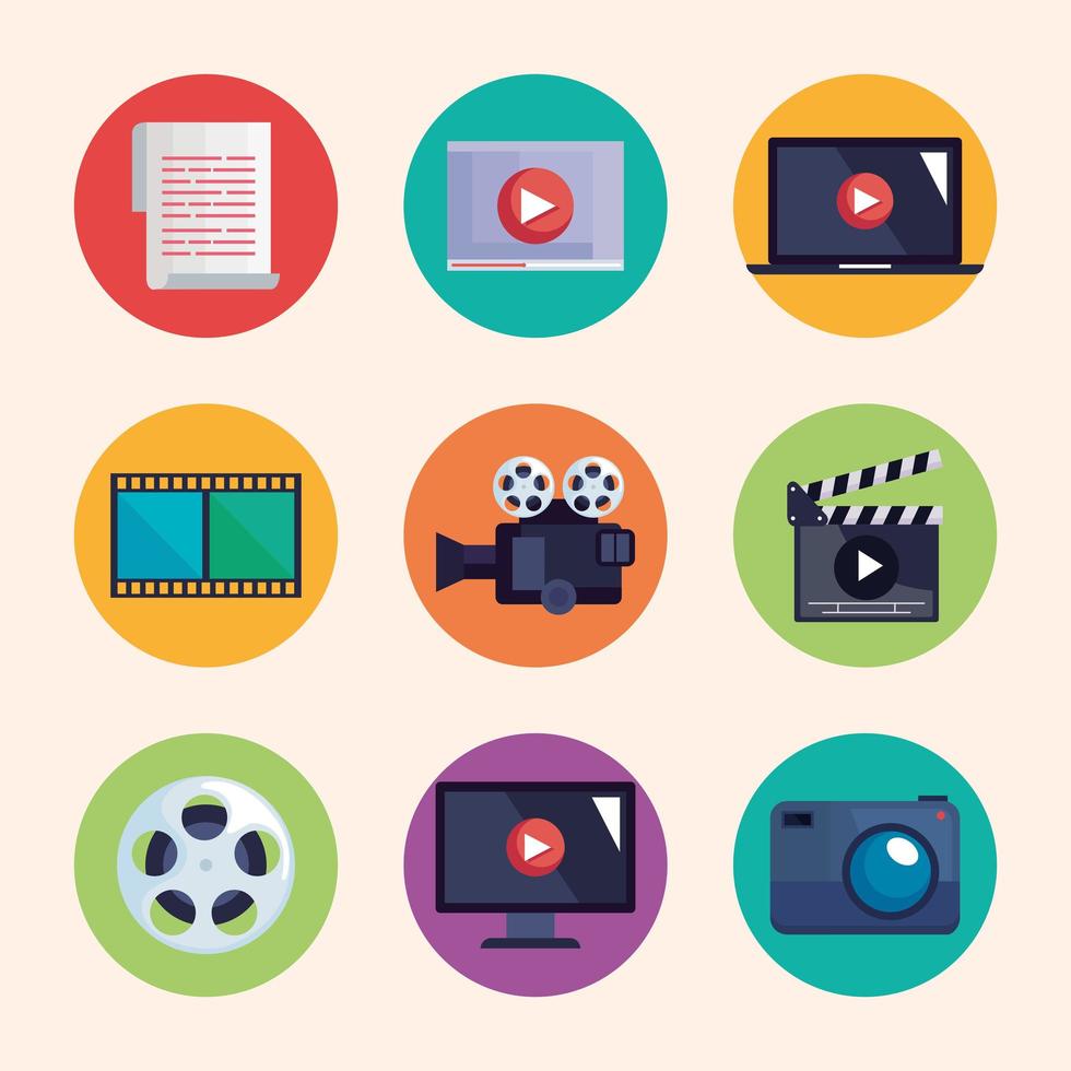 video production icons vector