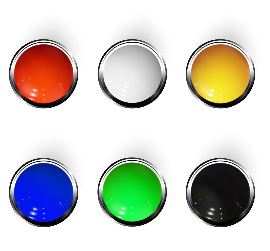 Realistic shiny button with metallic elements, vector. vector