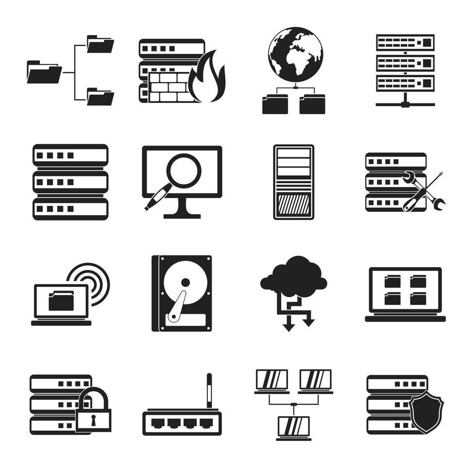 Big data icons set, simple style vector